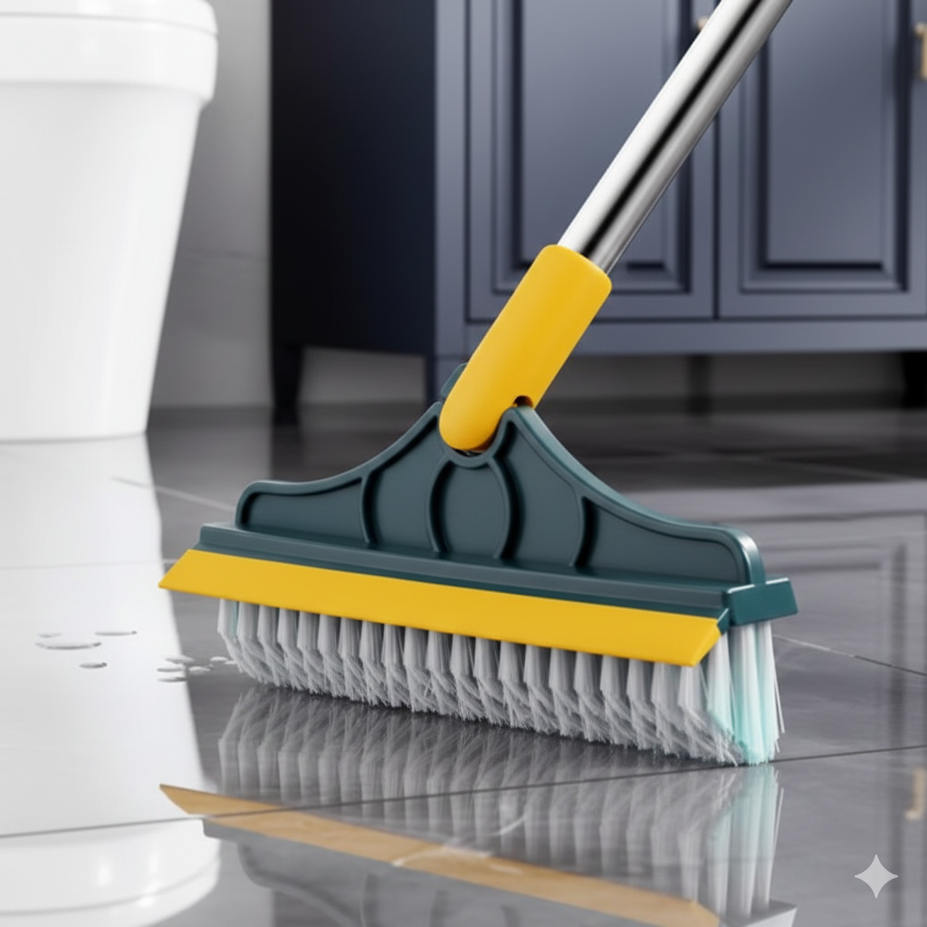 2 in 1 Bathroom Floor & Window Cleaning Brush with Long Handle