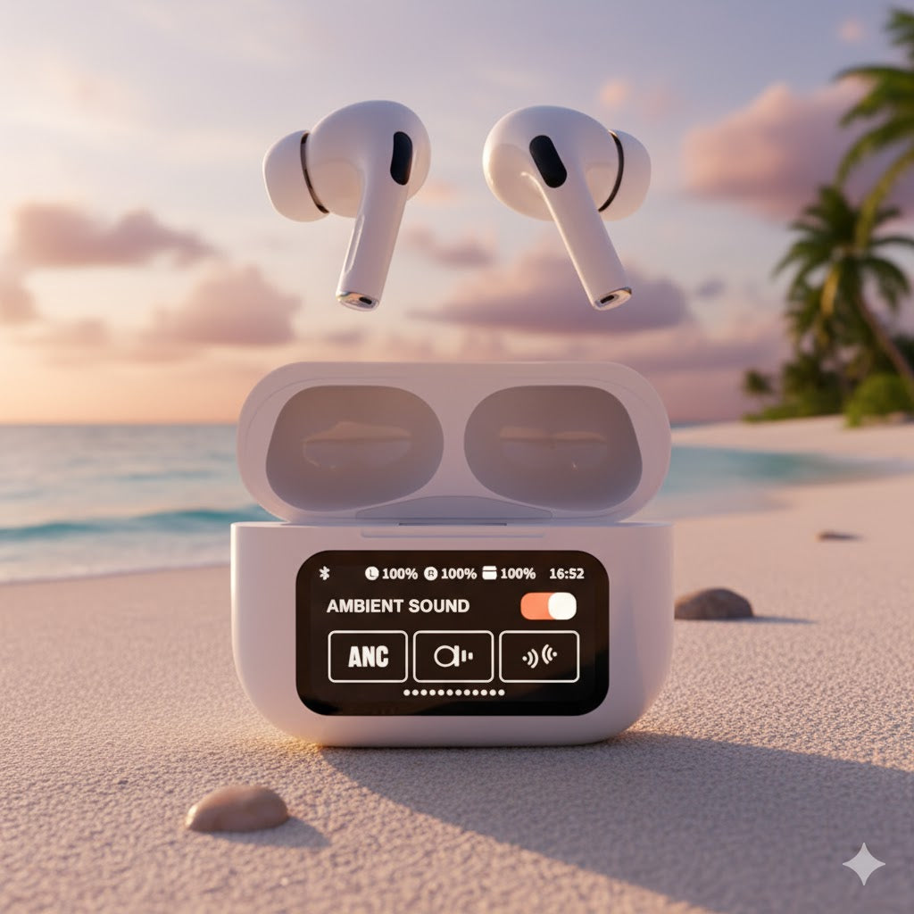 Touch Screen Wireless Earbuds with LED Display & Smart Controls