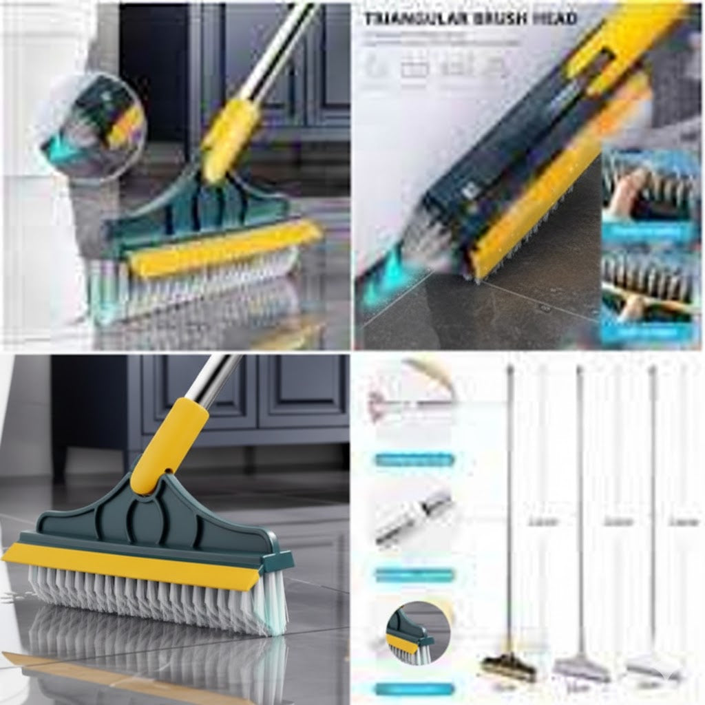 2 in 1 Bathroom Floor & Window Cleaning Brush with Long Handle